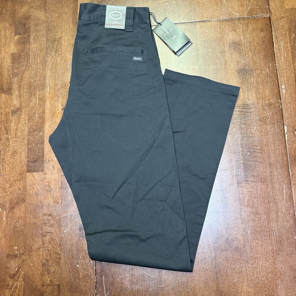RVCA NEW Mans Week-End Straight‎ Black Chino Pants 30x33 Stretch Casual Street